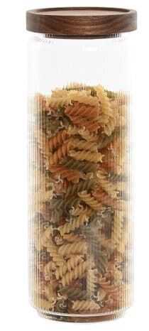 Pote vidro D9*H25,4 tampa acácia