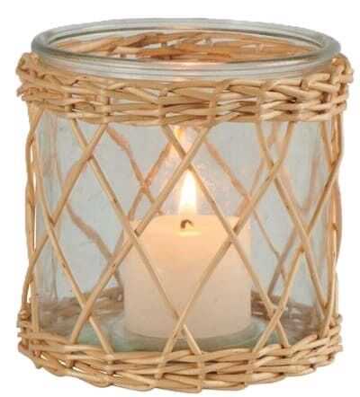 T-light gr vidro c/ sup vime entrançado