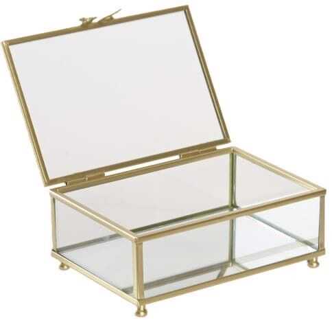 Caixa 15*11*7H vidro/metal dourado