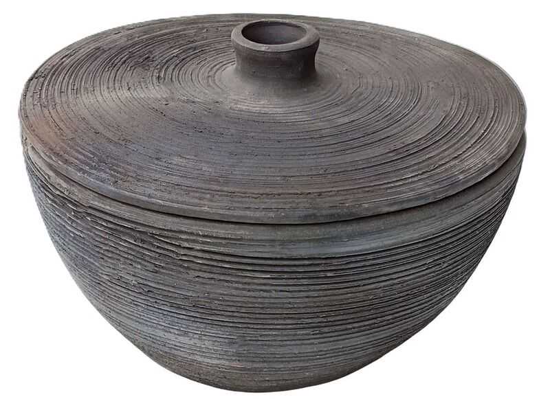 Taça terracota D24*H14cm preta c/tampa