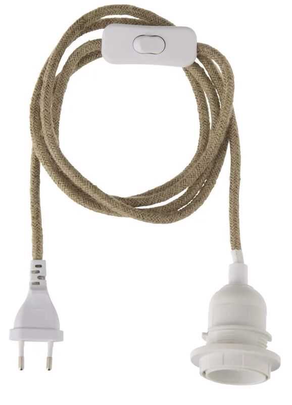 Suporte lâmpada juta D12*200cm c/ficha,interruptor