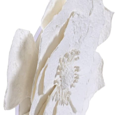 Deco parede D50*4cm flor p maché branca