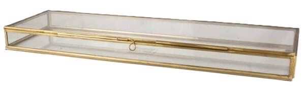 Caixa vidro/Metal 48,5*14,5*4,5H dourado