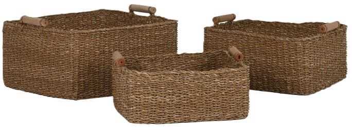 Cesta junco 42*31*16H  c/ asas mad