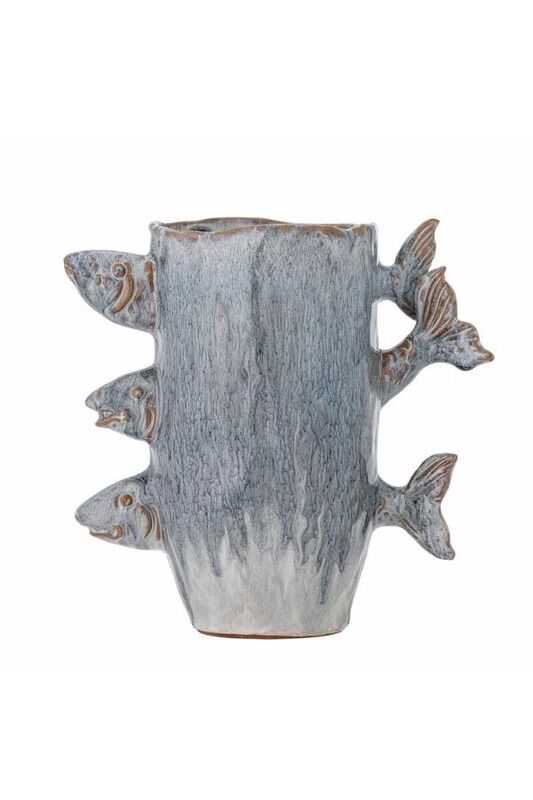 Jarra azul 23,5*13*23H cerâmica peixes