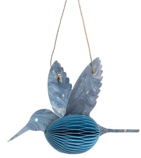 Pendente papel pássaro azul 13*9*4cm