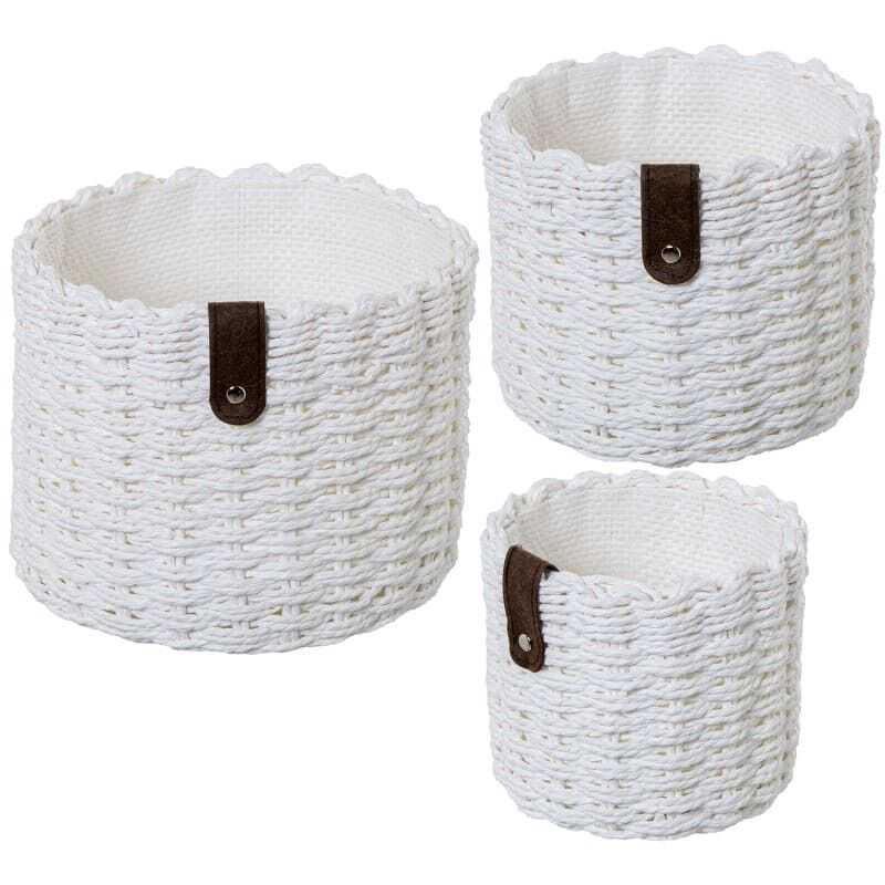 Cesto rattan D19*16H branco c/forro tec