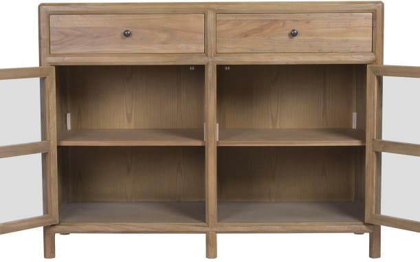 Aparador 122*45*92H olmo/vidro