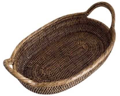 Tabuleiro oval rattan 36*24,5*6H c/ asas