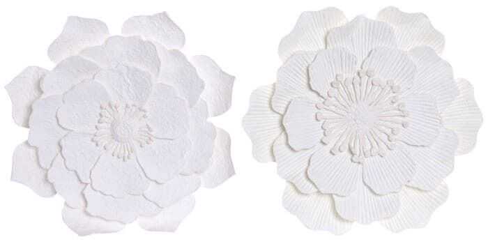 Deco parede D50*4cm flor p maché branca