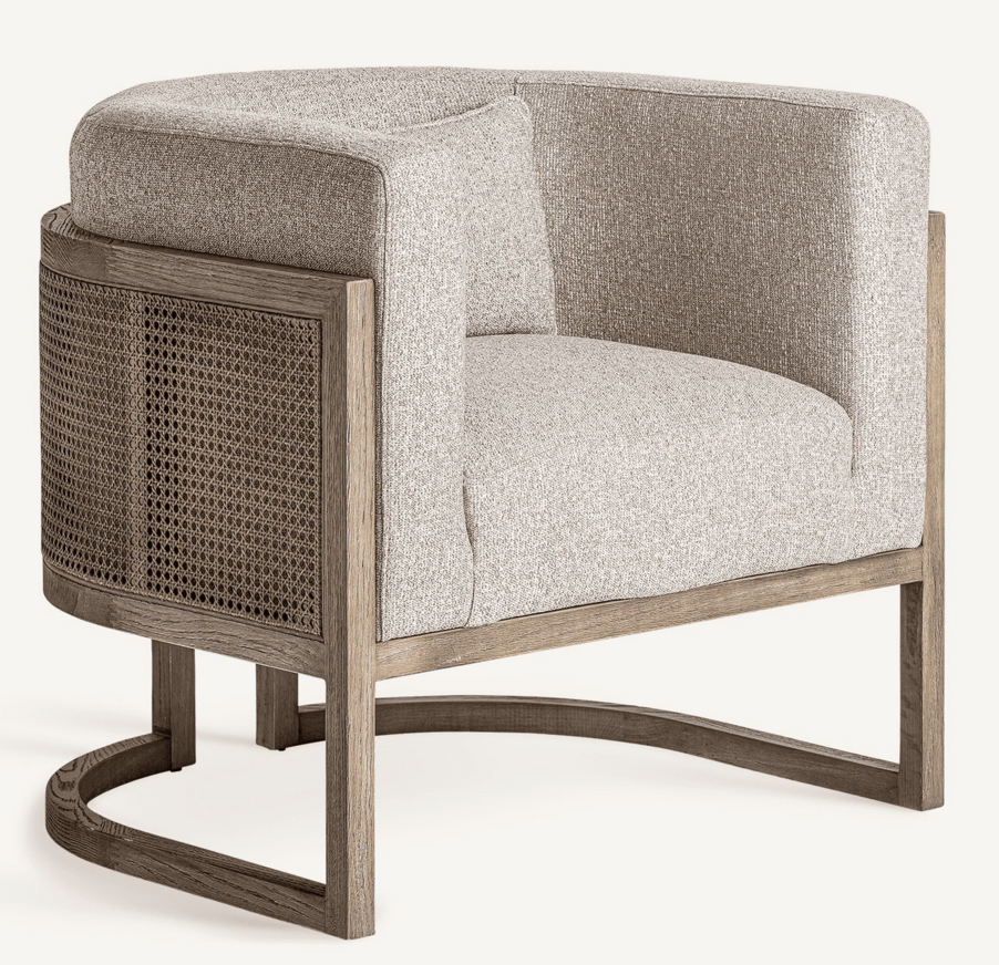 Cadeirão 86*65*72 mad freixo/rattan /tecido