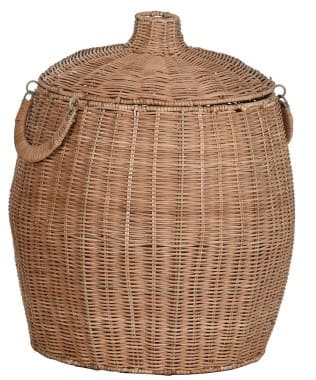 Cesto rattan/metal D36*H45 c/tampa e asas