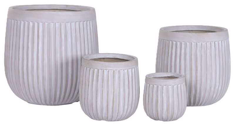 Vaso magnésia/fibra vidro pequeno cinz