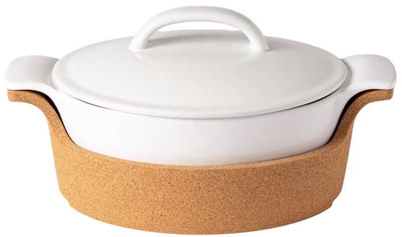 Terrina oval 30cm c/tabuleiro cortiça