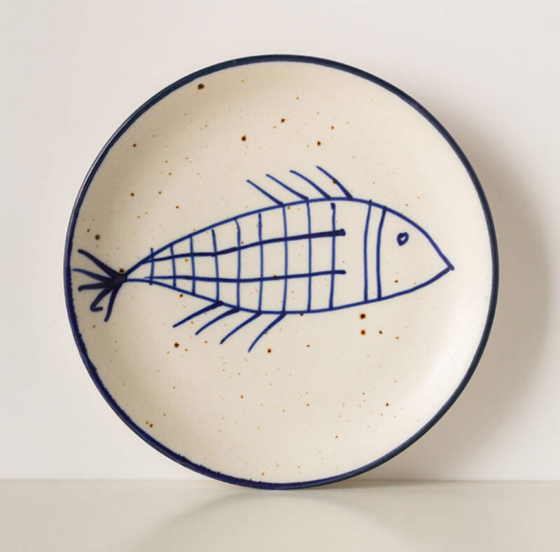 Prato cerâmica peixe D18*2,5cm