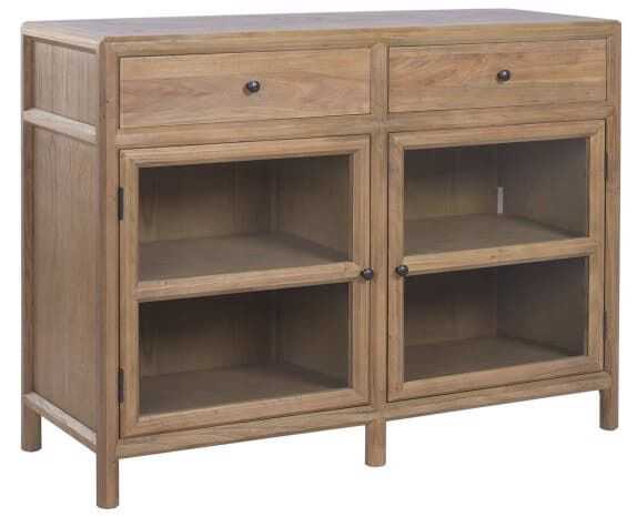 Aparador 122*45*92H olmo/vidro