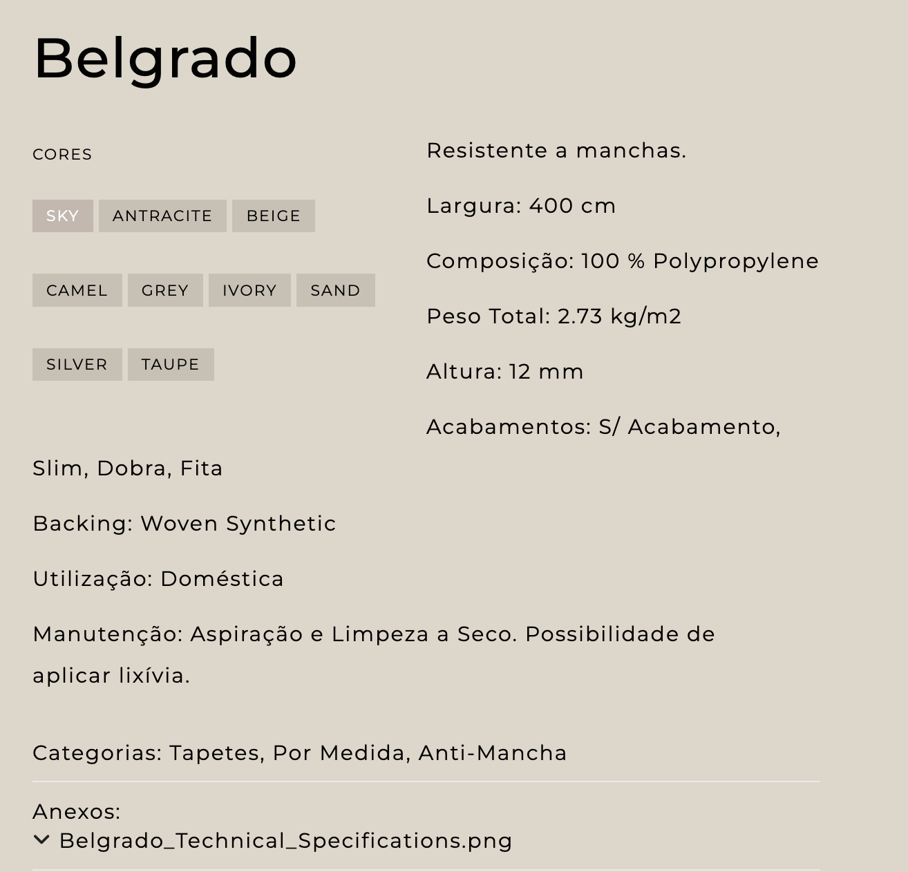 M2 tapete BELGRADO lavável acab. SLIM