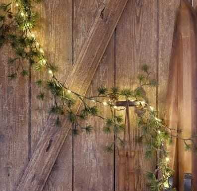 Grinalda abeto/pinhas c/30luzes LED verde
