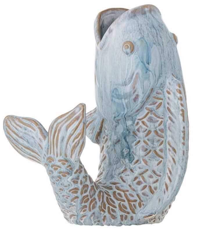 Vaso peixe 17*13,5*H21cm cerâmica azul cl
