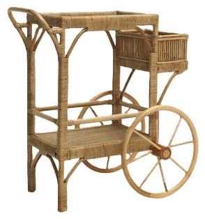 Carrinho serviço 97*58*104H rattan c/2 rodas