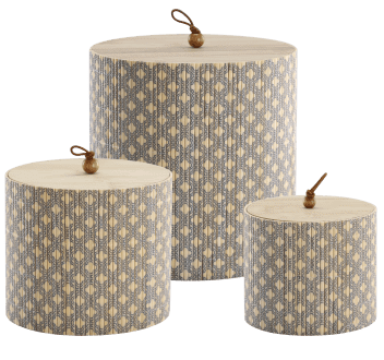 Caixa bambu D10*8H motivos cinz