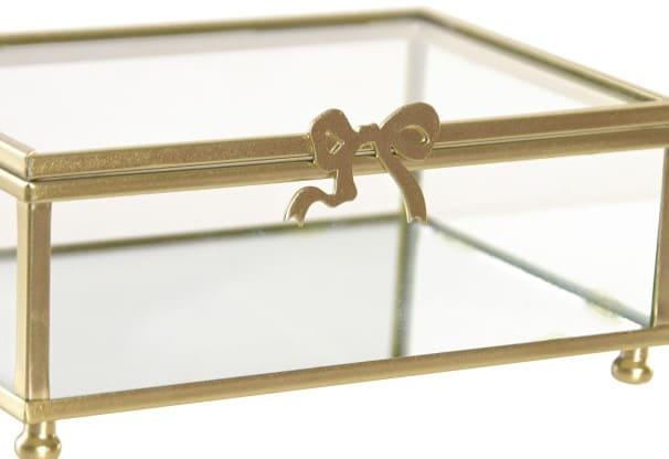 Caixa 15*11*7H vidro/metal dourado