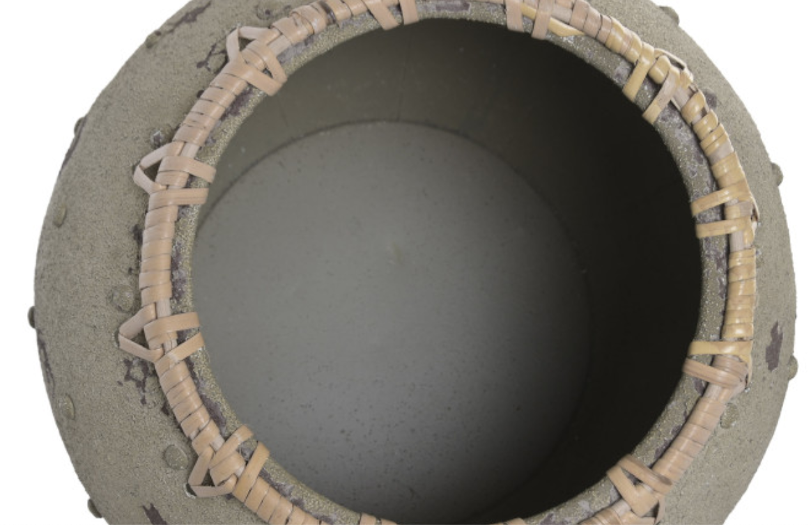 Vaso metal 37*37*30 cinzento envelhecido