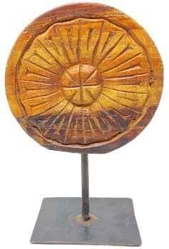 Peça decor "sol" mad c/suporte 13*10*H25