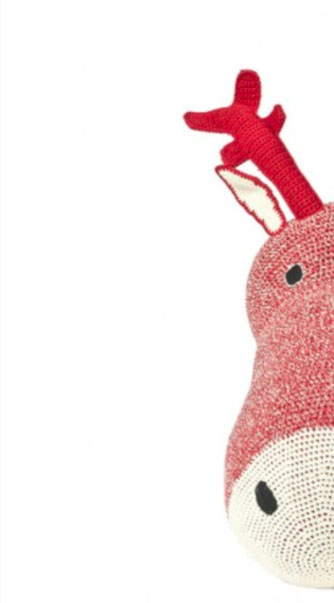 Cabeça veado crochet vermelho