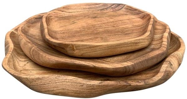 Prato/tabuleiro madeira 23*22*2,5cm irregular