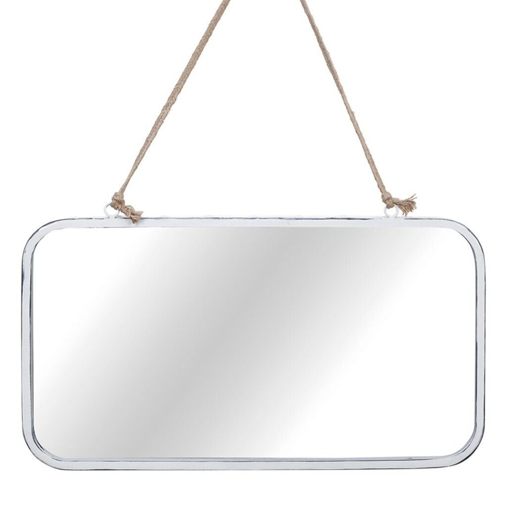 Espelho 63*34cm metal branco com corda