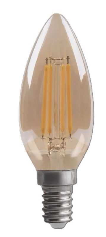Lâmpada vela filamento D3,5*10 LED 4W âmbar