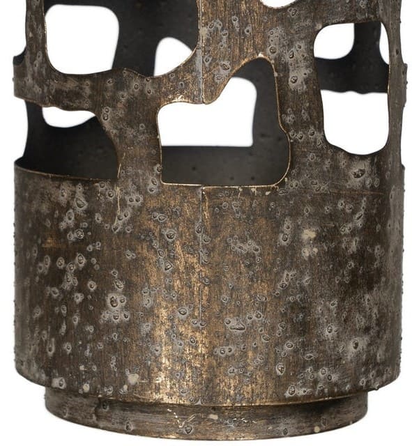 Castiçal metal 15*15*25H ouro velho