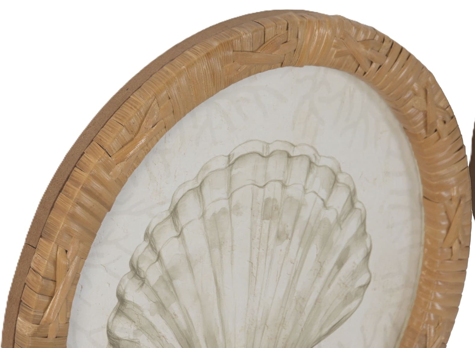 Quadro vidro/rattan D25*1,6cm conchas