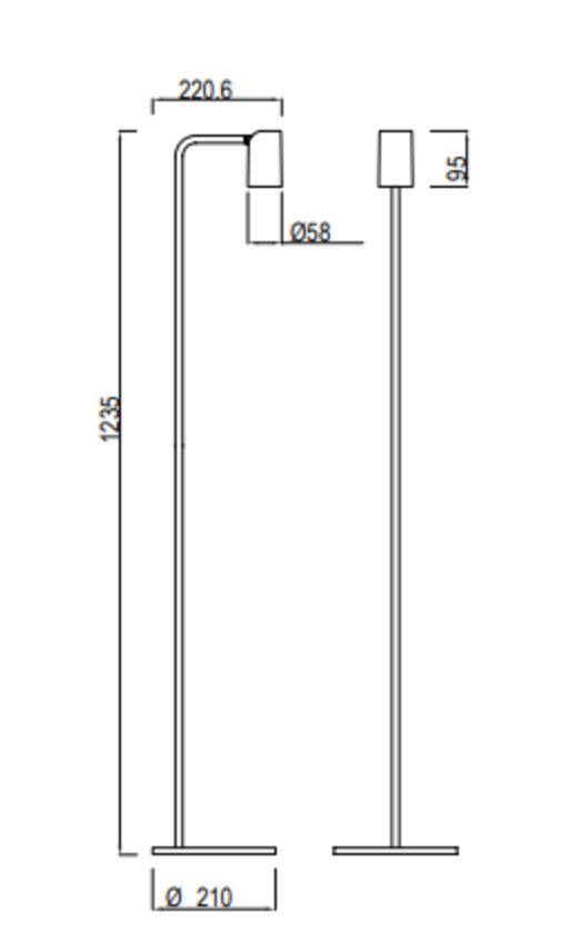 Cand pé  LED D21*121H preto/ouro