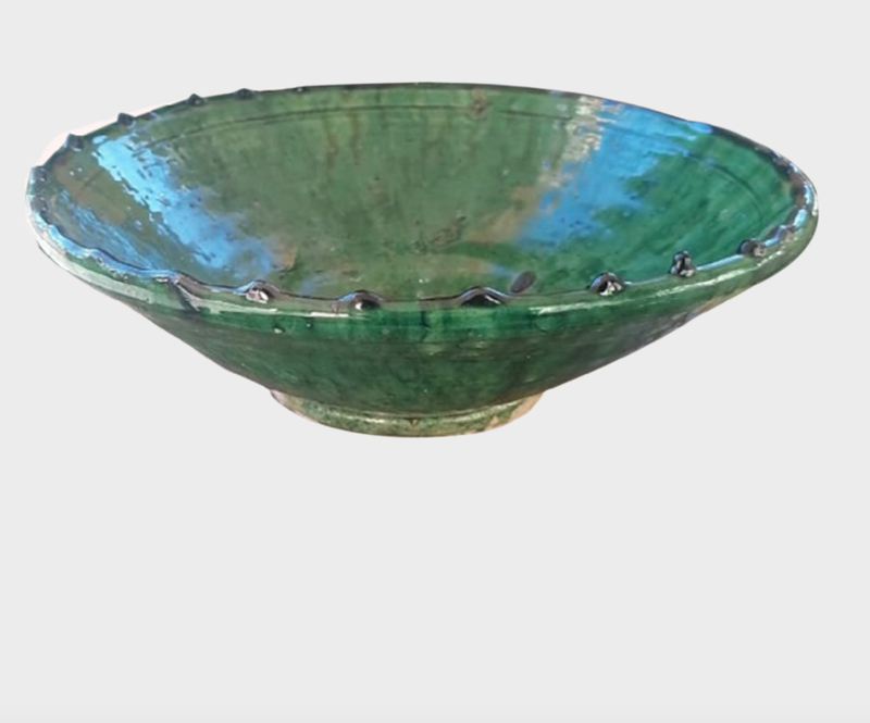 Taça cerâmica verde D30*7,5cm alt
