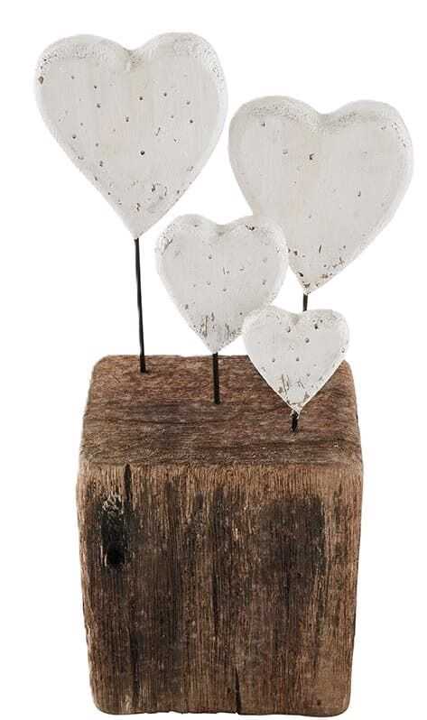 Peça 4corações sup madeira 14*8,5*H25,5cm