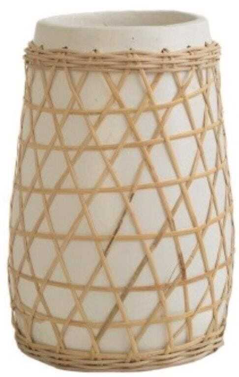 Jarra cerâmica c/entrançado rattan