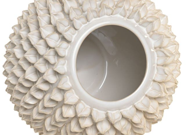 Jarra cerâmica 25*25*25H escamas branca