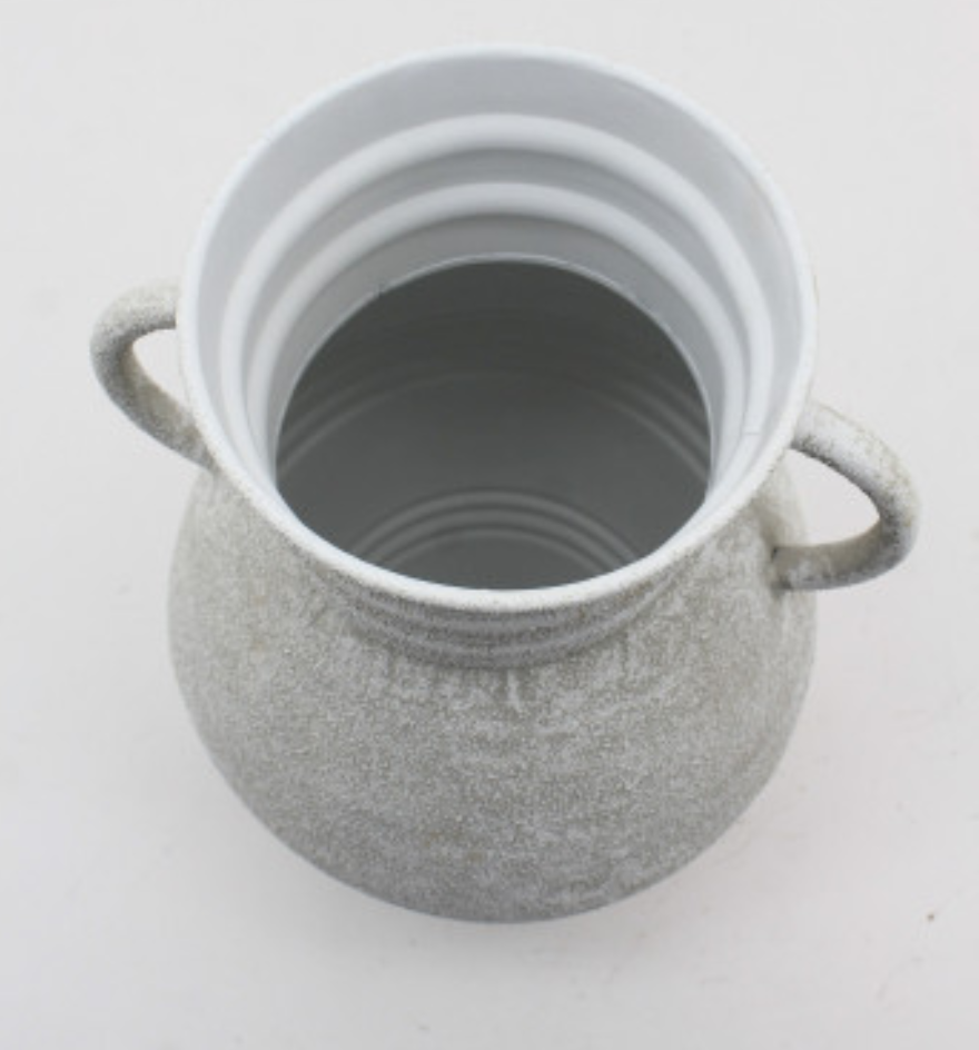 Jarrão metal 35*35*38H cinzento desgastado