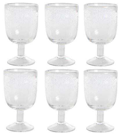 Cj 6 copos vidro c/ pé D8*14H bolhas
