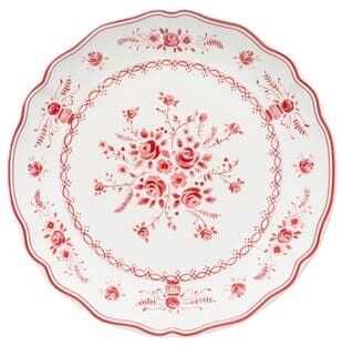 Prato sobremesa D21cm VILA branco-vermelho