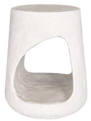 Mesa apoio D38*46H resina/MDF rugoso branco