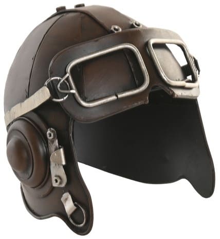 Peça decor 14*16,5*14,5H capacete aviador metal