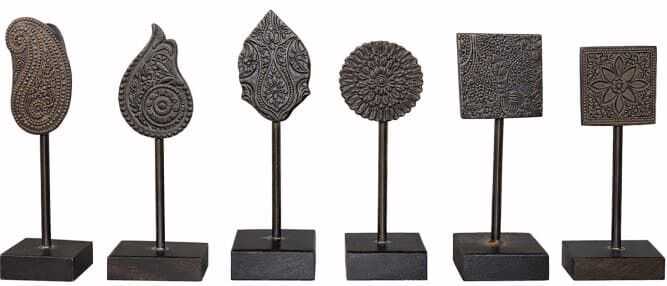 Decor madeira talhada 14*8*20 sup metal