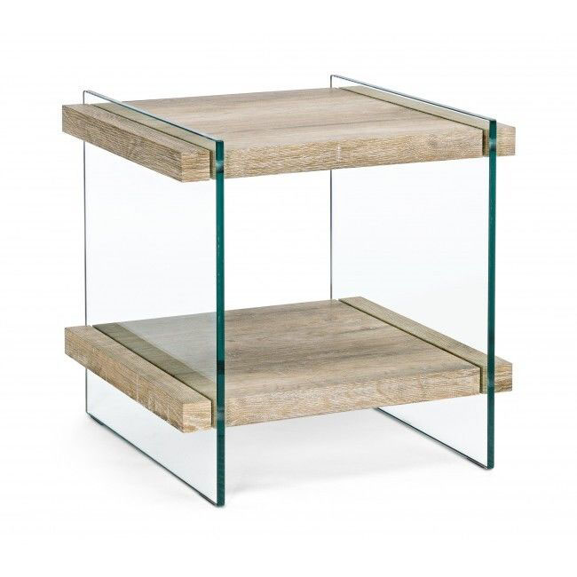 Mesa apoio 50*50 madeira vidro