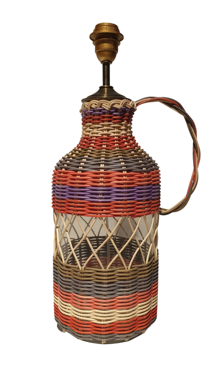 Cand garrafa D18*H40cm, vidro c/ bambu colorido