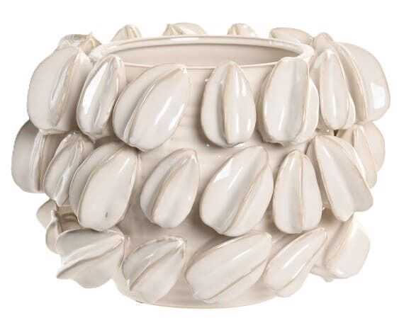 Centro/jarra cerâmica D30*19H carambola branca