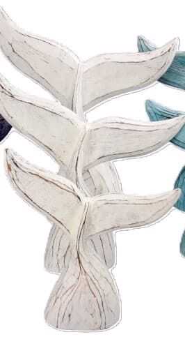 Deco cauda baleia branco 20cm