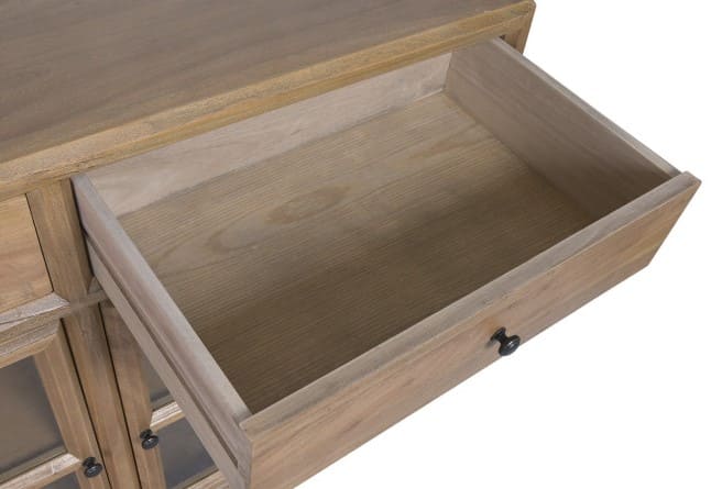 Aparador 122*45*92H olmo/vidro
